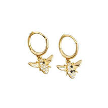 Anyco Earrings Gold Plated Punk Black Zircon 3D Bee Pendant Ear Buckle For Women - £22.31 GBP