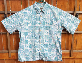 Cooke Street Hawaiian Short Sleeve Shirt-L-Floral-Blue-Button Up-Honolulu USA. - £23.33 GBP