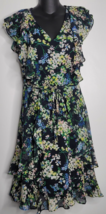 Tommy Hilfiger Size 6 Floral Ruffled Chiffon Dress Lined Fit &amp; Flare Cap Sleeves - £21.57 GBP