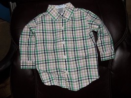 Janie and Jack Brown/Green Plaid Button Down Shirt  Size 6/12 Months Boy&#39;s - £15.73 GBP