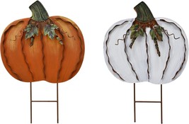 Pumpkin Garden Stake Metal Yard Sign Fall Decor, Decorative Décor Outdoor for Au - £37.34 GBP