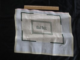 &quot;OLD BILL&quot; Hunter Green &amp; Cream COTTON THREAD NEEDLEPOINT - 13&quot; x 9.5&quot; D... - £9.40 GBP