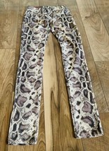 T &amp; Y Fashion Women&#39;s Stretch Jeans Pants Size 0 Snake Reptile Gray + Bl... - £18.54 GBP