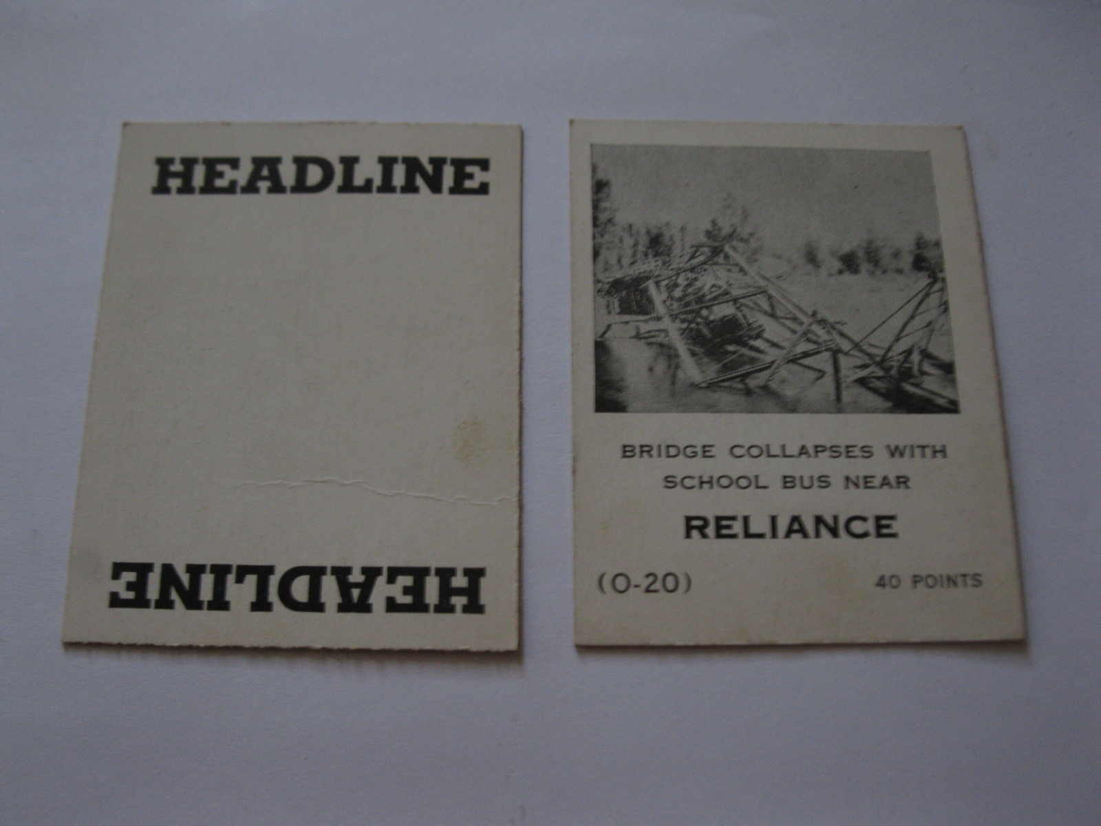 Primary image for 1958 Star Reporter Board Game Piece: Headline Card - Reliance