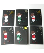 6 Handmade Black Christmas Cards with FREE SILVER PEN 5X7&quot; Dancing Snowmen - £12.97 GBP