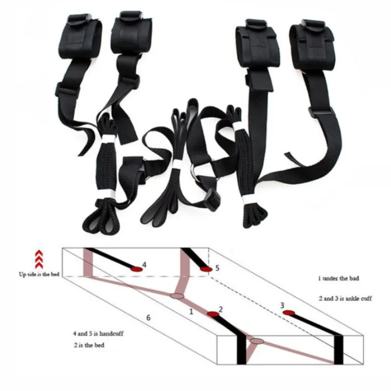 Ge set under bed bdsm bondage restraint strap system adults wrists ankle cuffs sex toys thumb200