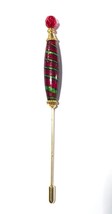 Venetian Murano Lampwork Glass Stick Pin Hat Foil Red Green Holiday Italy - £7.93 GBP