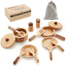 Montessori Kitchen Toys For 2 3 4 5 Years Old, Wooden Pretend Toys Dishes Cookin - £42.99 GBP