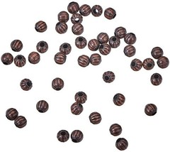 40 Spacer Beads Corrugated Iron Metal Antiqued Copper 8mm Findings Pumpkin - $6.19