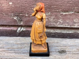 Vtg Anri Girl With Spoon Wood Hand Carved Ulrich Bernardi Miniature - £31.71 GBP