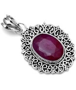 925 Sterling Silver Ruby Lab Created gemstone Handmade Designer boho pen... - $31.34 CAD