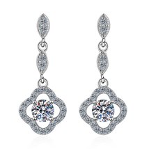 Trendy Real 0.6ct D Color Moissanite Clover Earrings for Women Fine Jewelry 925  - £44.34 GBP