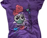 Zap Apparel T Shirt Girls Size L Purple Owl Graphic Tagless Jersey - £6.48 GBP