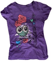 Zap Apparel T Shirt Girls Size L Purple Owl Graphic Tagless Jersey - £6.38 GBP