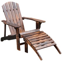 Wooden Adirondack Chair with Ottoman - Rustic Outdoor Patio Lounge - $2,934.77 MXN
