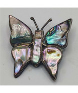 Vintage Estate Taxco Mexico Sterling Silver 925 &amp; Abalone Butterfly Broo... - €27,78 EUR