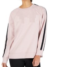 Calvin Klein Womens Performance Logo Striped Sweatshirt Size Large,Cameo Pink - £47.01 GBP