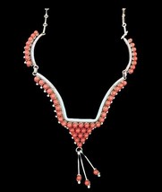 Vintage Zuni Sterling Silver Red Mediterranean Coral Necklace by G Eriacho c80s - £1,030.52 GBP