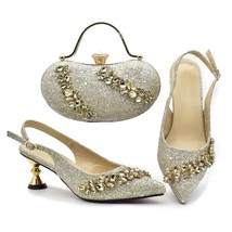 Nigeria Fashion Bag and Mid-Heel Pointed Shoes Girly Party Shoes and Bag Set Dec - £94.09 GBP