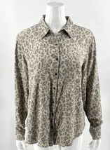 Maurices Top Size Large Brown Tan Leopard Print Button Up Collared Shirt... - £18.94 GBP
