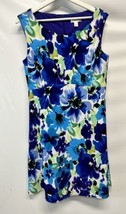 Dressbarn A Line Dress Blue Multi Floral Sleeveless Spring Summer 12 - £19.85 GBP