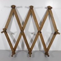 Vintage Coat or Hat Rack Nevco Wooden Accordion 10 Peg Wall Hanger Mug HK - £31.97 GBP