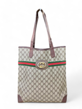 ﻿﻿GUCCI Vintage Sherry Shoulder Bag Tote Purse GG PVC Brown Authentic MBa1937 - $315.40