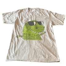 Men&#39;s Medium Gray Green Dinosaur with Sunglasses Party Graphic TShirt Te... - £7.43 GBP