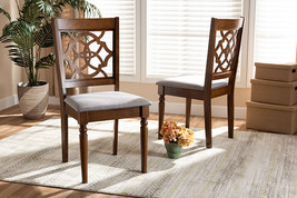 Papua Gray Fabric Upholstered and Walnut Brown 2Pc Dining Chair Set - $174.00