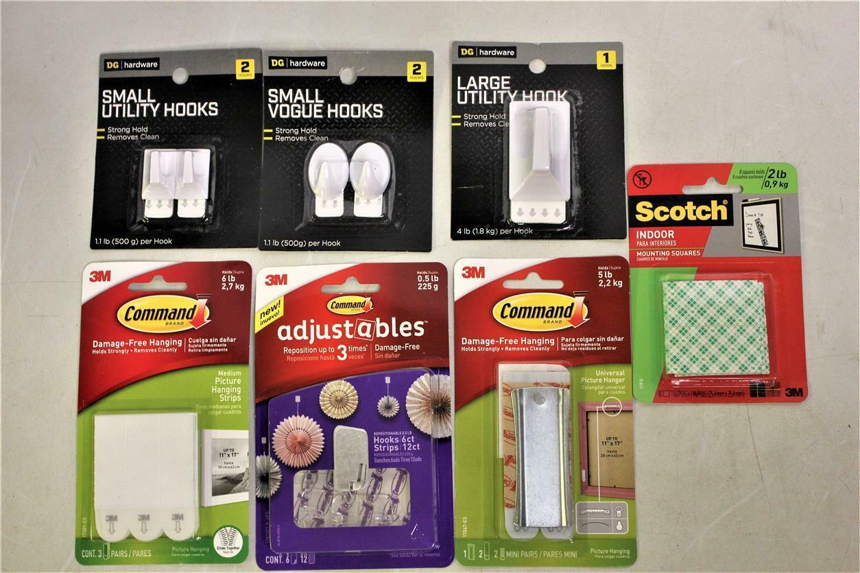 3M Command Damage Free Wall Hooks Mounting Squares Adhesive Strips Variety Lot - $31.97