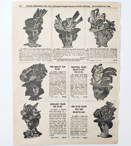 1900 Womens Feather Hats Advertisement Victorian Sears Roebuck 5.25 x 7" Item image 2