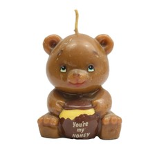 Vintage Russ Berrie Teddy Bear Candle You&#39;re My Honey 3.25 in - $14.99
