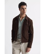 Nueva chaqueta de cuero de gamuza marrón hecha a mano para hombre 100 % ... - $221.20 CAD+