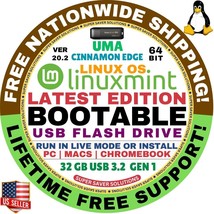 Linux Mint 20.2 Usb Uma Cinnamon Edge 64-Bit Live Boot, Full Install Mac, Pc - £8.90 GBP