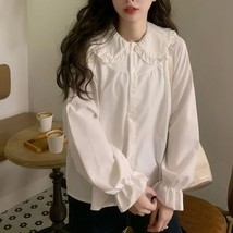 Camisa Blanca Vintage Preppy Blusa Femenina Manga Larga Y2K Dulce Kawaii Fósforo - £19.89 GBP+
