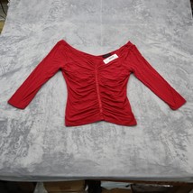 The Limited Shirt Womens Small Red Lightweight Casual Cropped Fitted Long Sleeve - £18.22 GBP