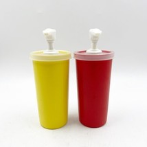 Vintage Tupperware Mustard and Ketchup Pump Dispensers #1329  and Lids #871 - £7.96 GBP
