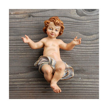 Wooden hand painted and Gold gilded Baby Jesus figurine for Nativity sce... - £20.36 GBP