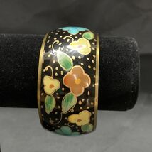 Vintage Enamel Painted Floral Bangle Bracelet Fashion Jewelry Career Wea... - $9.89