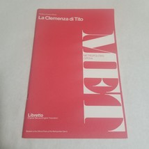 La Clemenza di Tito Metropolitan Opera Libretto 1984 Schirmer - £8.57 GBP