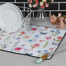 KAY DEE DESIGNS &quot;Wrapped in Grace&quot; Floral/Gray R7269 Dish Drying Mat~16&quot;x20″ - £9.82 GBP