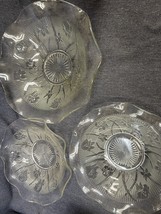 Lot Of 3 - Vintage Jeannette Iris &amp; Herringbone Depression Glass Serving... - $26.18