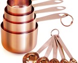 Measuring Cups And Spoons Set Of 9, Stainless Steel Copper Finish, Dry A... - £51.78 GBP