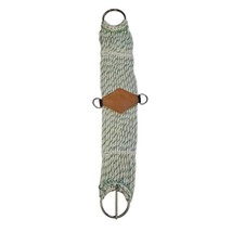 Horse 29&quot; Roper Cinch Saddle Strap Leather Nylon Western Tack Green White - $28.54