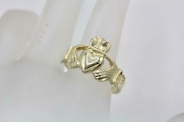 Fine 14K Yellow Gold Heart Crown Claddagh Ring Size 9 - (3.2 Grams) - £179.37 GBP