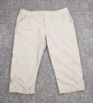 Columbia PFG Pants Women Medium Khaki Nylon Cropped Performance Outdoor Fishing - £15.72 GBP