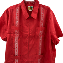 Haband Guayabera Mens Full Zip Shirt Size 4X Summer Shirt Orange Relax - $39.59