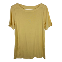 Chicos 1 Bateau Neck Tee Shirt Womens M 8 Short Sleeve Cotton Yellow - £8.58 GBP