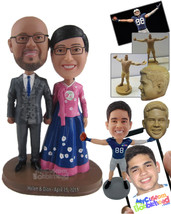 Personalized Bobblehead Lovely Chinese Couple In Traditional Chinese Wedding Att - £124.69 GBP