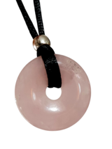 Rose Quartz Necklace 30mm Donut Gemstone Protection Seer Stone Pendant Cord - £10.31 GBP